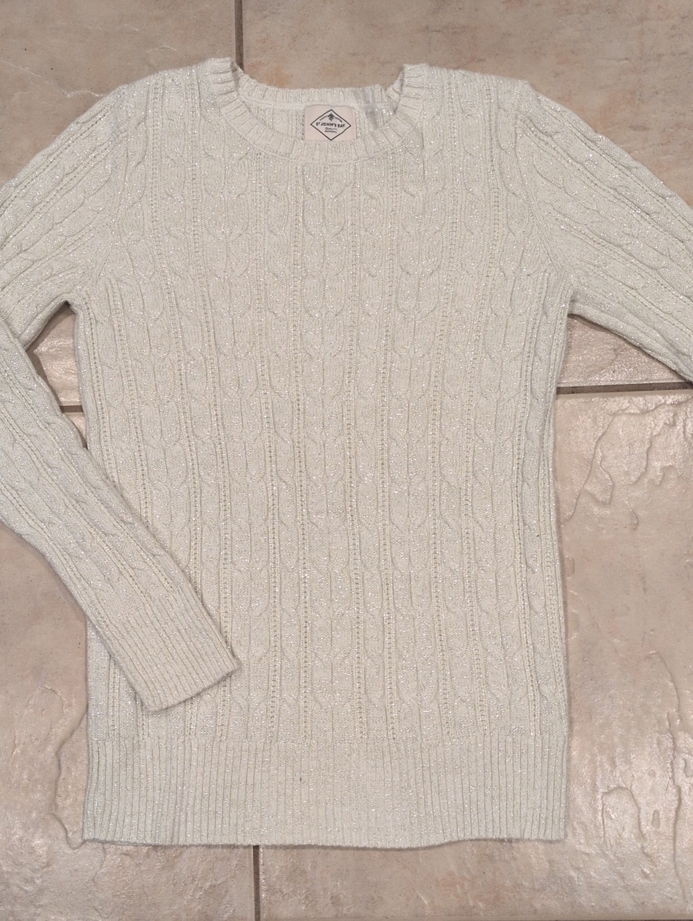 St Johns Bay Cable Knit Metallic Sweater Size Small